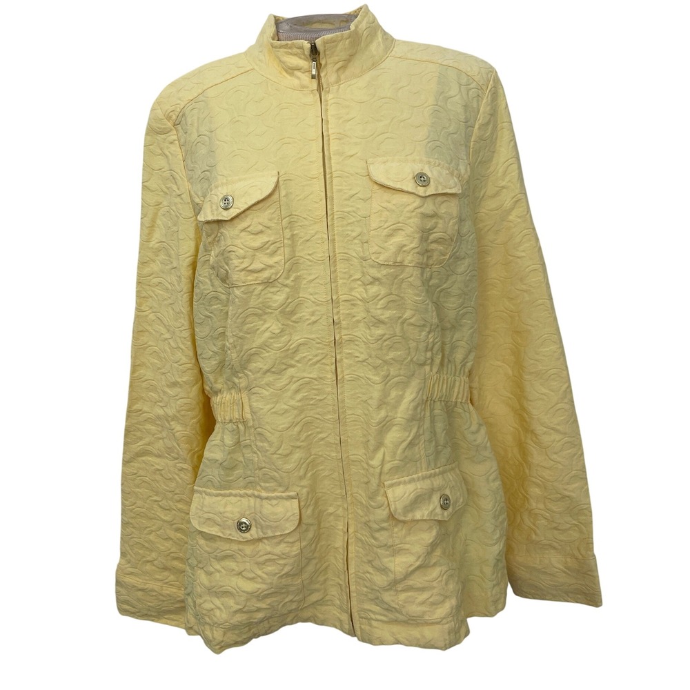 Christopher & Banks Womens Yellow Textured Zip Utility Jacket M